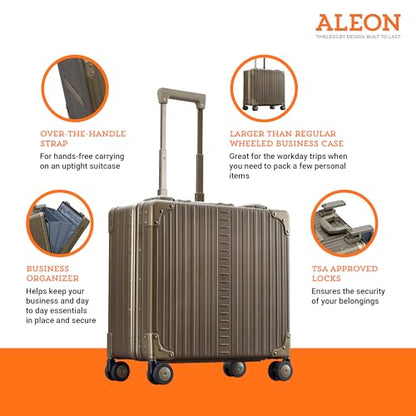 All Aluminum Lightweight 17" Deluxe Rolling Laptop Catalog Case for Men and Women | Vertical Opening Carry-On Bag with TSA Locks & Aircraft-Grade Aluminum Frame - Optimal Travel Companion (Champagne) - color: Champagne