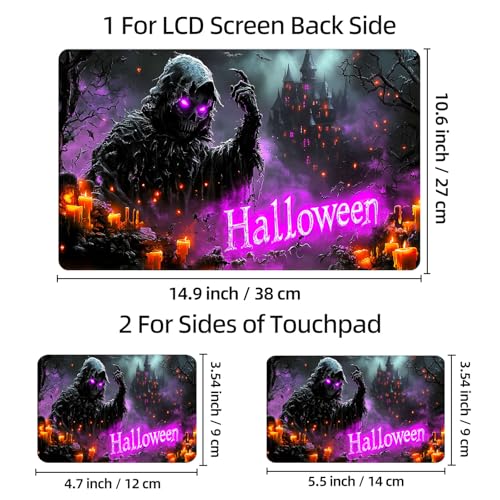 Universal Laptop Skin Sticker Decal, 12"-15.6" Aesthetic Vinyl Wrap, Halloween Skeleton Ghost Waterproof Notebook Cover Art Protector for MacBook HP Dell Lenovo, Fits 13" 14" 15" 15.6" - color: Halloween Skeleton Ghost