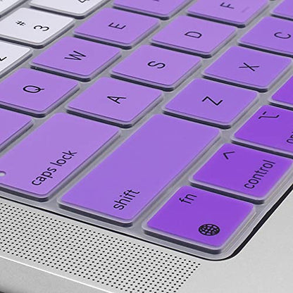 ProElife Keyboard Cover Skin for MacBook Air 13.6 15 inch 2024 2023 2022 M3 M2 Chip A2681 A2941, Ultra Thin Keyboard Protector U.S Enter for 2024-2022 Air 13.6'' 15'' M3 M2 Accessory (Ombre Purple) | US Enter, Ultra Thin (0.26 mm), Silicone Protective Ski