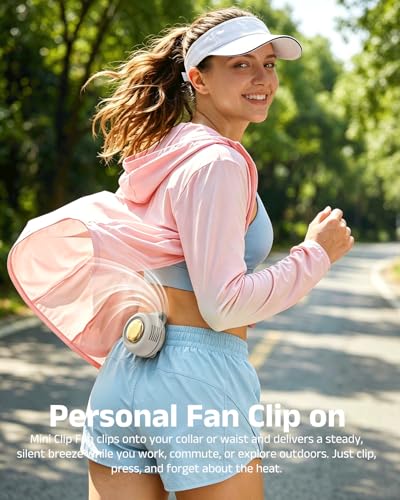 Personal Fan Clip-On, 360° Rotatable Portable Silent Mini Bladeless Fan | 3-Speed Personal Clip On Fan Rechargeable Whirlwind Clip Fan for Shirt Waist Outdoor, Travel, Home - color: Beige
