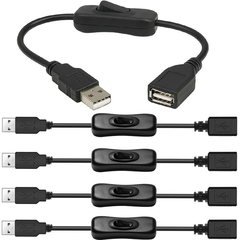 Gebildet 5pcs USB Cable with Switch, Male to Female Extension Cord Inline Rocker On/Off Switch for Driving Recorder, LED Desk Lamp, USB Fan, LED Strip - style: USB switch(black)
