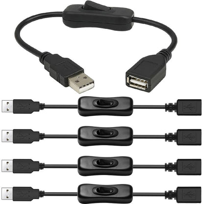 Gebildet 5pcs USB Cable with Switch, Male to Female Extension Cord Inline Rocker On/Off Switch for Driving Recorder, LED Desk Lamp, USB Fan, LED Strip - style: USB switch(black)