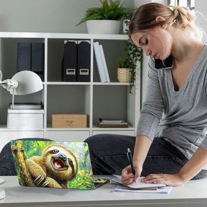 Laptop Skin Sticker Decal 12" 13" 13.3" 14" 15" 15.6",Waterproof Scratch Resistant Vinyl,Reusable Easy to Apply,for MacBook HP Dell Notebooks Netbooks Laptop,2 Wrist Pads,Cute Sloth Tree - color: Cute Sloth Tree