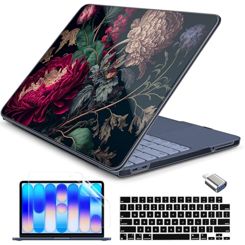 Batianda Case for MacBook Neo 13 Inch 2026 Model A3404, Renaissance Floral | 4-in-1 Laptop Accessories Bundle with Dark Crimson Floral Art, Slim Hard Shell for Women, Creators and Elegant Style Users - color: Renaissance Floral