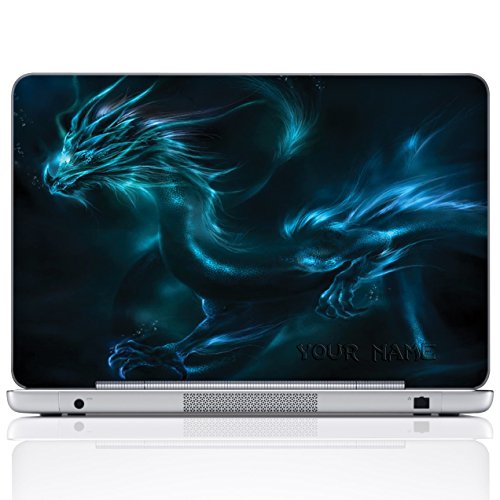 Custom Design Personalized Laptop Skin Sticker Cover Art Decal, Customize Size & Text (12 Inch, Blue Dragon) - color: Blue Dragon, size: 12 Inch