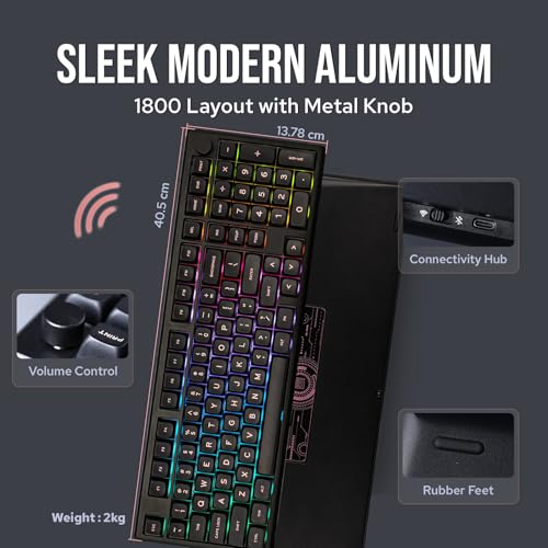 EPOMAKER Galaxy100 QMK/VIA Wireless Gaming Keyboard, Aluminum Shell, BT/2.4Ghz/USB-C, Pre-Lubed Hot-Swappable Linear Switches, NKRO, RGB Backlit (Black, Wisteria Linear Switch) - color: Black, size: Wisteria Linear Switch