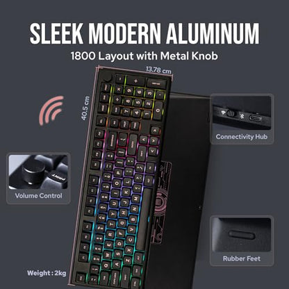 EPOMAKER Galaxy100 QMK/VIA Wireless Gaming Keyboard, Aluminum Shell, BT/2.4Ghz/USB-C, Pre-Lubed Hot-Swappable Linear Switches, NKRO, RGB Backlit (Black, Wisteria Linear Switch) - color: Black, size: Wisteria Linear Switch