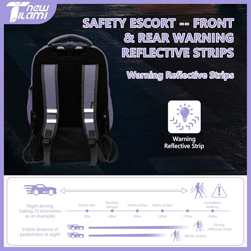 NEW TILAMI 18 Inch Rolling Backpack with Lunch Bag for Girls Boys School | 6-Wheel Stair-Climbing Girls Boys Carry-on Suitcase Water-Resistant Adjustable Trolley Handle Wheels School Travel Camping - color: Mood Map