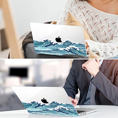 TWOLSKOO for MacBook Air 13 inch Case M5 2026 M4 2025 M3 M2 2024-2022 A3449 A3240 A3113 A2681, Plastic Hard Shell & Keyboard Cover & Screen Film for MacBook Air 13.6 inch Case, Ocean - color: Ocean