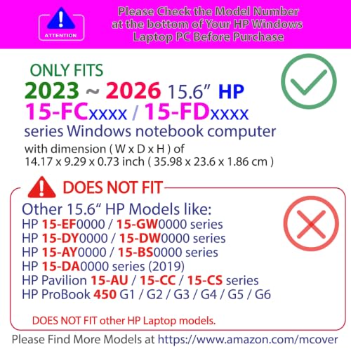 mCover Case Compatible ONLY for 2023-2024 15.6-inch HP Laptop 15-FCxxxx / 15-FDxxxx Series Windows Notebook PC (NOT Fitting Any Other HP Laptop Models) - Pink - color: Pink