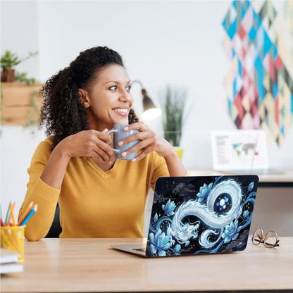 Universal Laptop Skin, DIY Cut-to-Fit Vinyl Cover Compatible with HP, Dell, Lenovo, Mac (13.3" to 15.6"), Anti-Scratch, No Residue & Bubble-Free Protective Decal Sticker, Ice Dragon Lotus - color: Ice Dragon Lotus