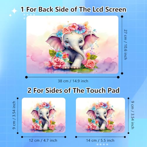 Universal Laptop Skin Sticker Decal for 11.6”12" 13" 13.3" 14" 15" 15.4" 15.6" Reusable Waterproof Scratch-Scratch Resistant Protective Vinyl Laptop Notebook Skin Stickers - Baby Elephant Flowers - color: Baby elephant flowers