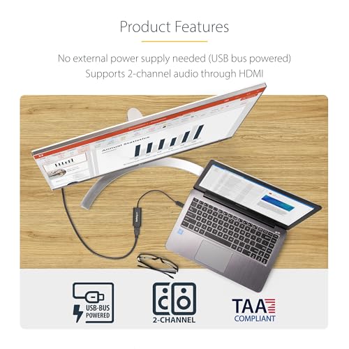 StarTech USB-A 3.0 to HDMI Converter, 1080p60, Windows Driver Required, TAA | USB 5Gbps, Single monitor, 2ch audio, Full HD, Windows X86/X64/ARM only, No macOS ChromeOS or Linux