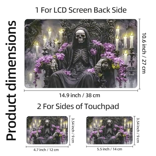 Aesthetic Laptop Skin Sticker, Skeleton on Flowered Throne Waterproof Vinyl Laptop Decal, Removable Bubble Free, Reusable Protective Cover for 13 14 15 15.6 Inch - color: Skeleton on Flowered Throne