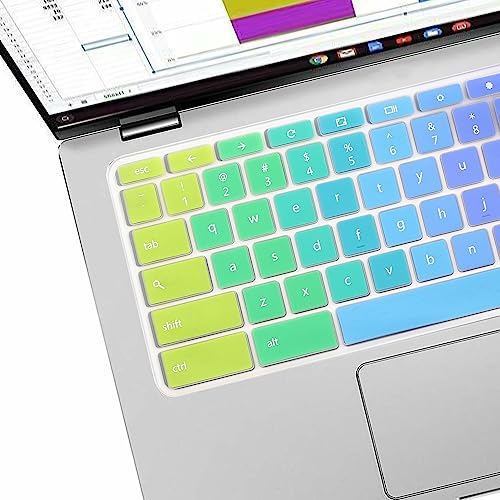 Keyboard Cover for ASUS Chromebook CX1 CR1 CX1100 CX1101 CX1102 CX1400, Chromebook C523NA C434 C433 C433TA C425TA C423 C403 C302 C302CA C223 C214 11.6" 14"(NOT FIT C436 C434 CX1700 CX3 CX34 CX5 CX9) - color: Rainbow