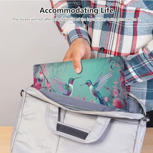 Universal Laptop Skin Sticker with 2 Wrist Pad Skins, Waterproof Scratch Resistant Vinyl Laptop Cover Decal, Cut to Fit for 11–15.6 Inch MacBook HP Dell Lenovo, Hummingbirds Pink Flowers - color: Hummingbirds Pink Flowers