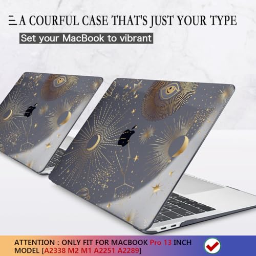 CISSOOK Case for MacBook Pro 13 Inch 2025-2020 Release Model M2 Chip A2338 M1 A2251 A2289, Black Style Hard Cover with Keyboard Cover for M2 MacBook Pro 13 with Touch Bar，Moon Star - color: Pro13inch-Moon Star