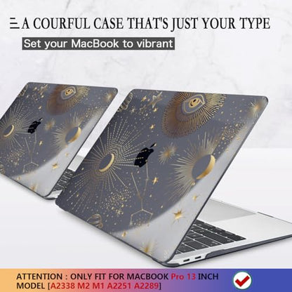 CISSOOK Case for MacBook Pro 13 Inch 2025-2020 Release Model M2 Chip A2338 M1 A2251 A2289, Black Style Hard Cover with Keyboard Cover for M2 MacBook Pro 13 with Touch Bar，Moon Star - color: Pro13inch-Moon Star