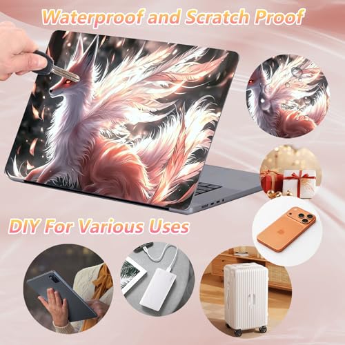 Laptop Skin Sticker Decal 12" 13" 13.3" 14" 15" 15.6",Waterproof Scratch Resistant Vinyl,Reusable Easy to Apply,for MacBook HP Dell Notebooks Netbooks Laptop,2 Wrist Pads,Cute Pink Fox - color: Cute Pink Fox