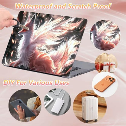 Laptop Skin Sticker Decal 12" 13" 13.3" 14" 15" 15.6",Waterproof Scratch Resistant Vinyl,Reusable Easy to Apply,for MacBook HP Dell Notebooks Netbooks Laptop,2 Wrist Pads,Cute Pink Fox - color: Cute Pink Fox