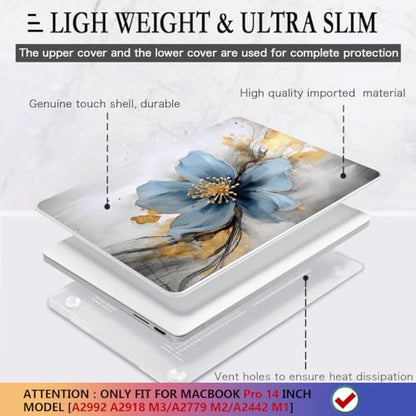 CISSOOK Compatible with MacBook Pro 14 inch Case 2026 2025 2024 2023 2022 | A3434 A3427 A3426 A3112 A3185 A3401 A2918 A2992, 5in1 Kit Hard Shell Case for MacBook Pro 14 M1 M2 M3 M4 M5, Retro Floral - color: 14inch-Retro Golden Floral