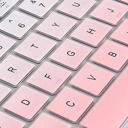 ProElife Keyboard Cover Skin for 2021 2020 MacBook Air 13 Inch (MODLE A2179 and A2337 Apple M1 Chip, U.S Layout) with Touch ID Keyboard Accessories Ultra Thin Silicone Protector (Light Pink Ombre) | Light Pink Ombre, U.S. Layout, Non-interference Design f