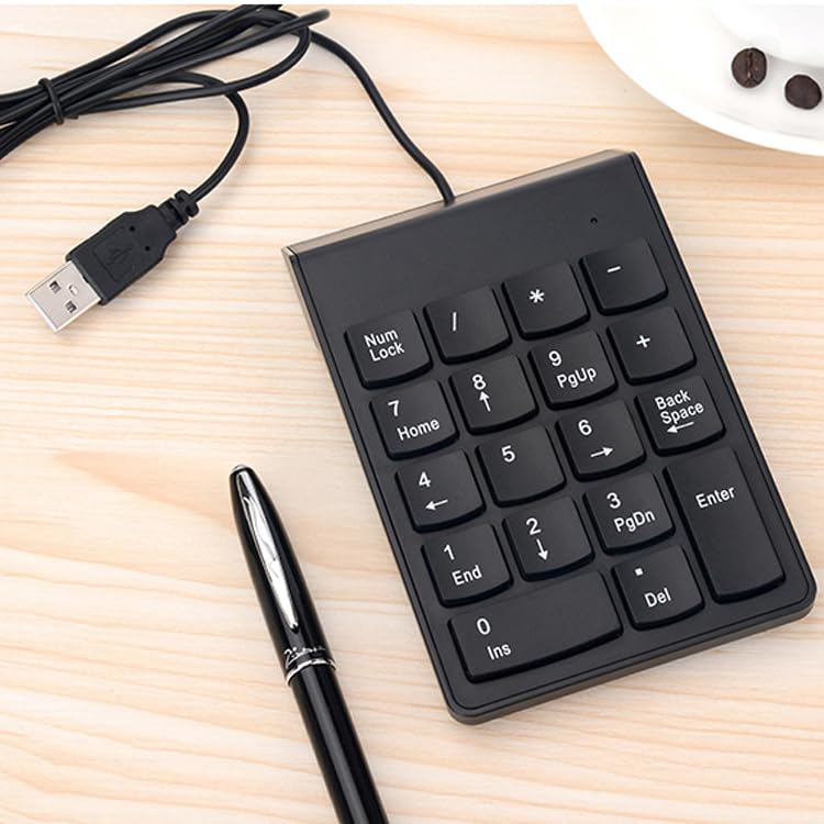 cimetech Wired Number Keypad, 18 Key USB Numeric Pad | Office Accounting, Portable, Mini, for Laptop PC Computer Desktop Surface Pro Notebook - color: Wired-Black