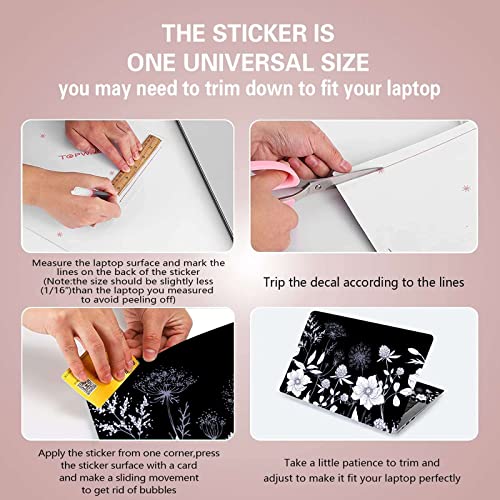 Laptop Notebook Skin Sticker Cover Decal, 12 13 13.3 14 15 15.4 15.6 inch Laptop Vinyl Skin Sticker Cover Art Protector Notebook PC (White Flowers) - color: White Flowers