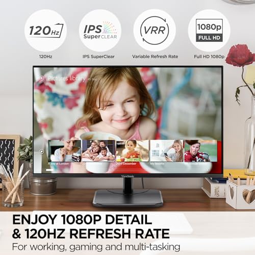 ViewSonic VA2456A-MHD 24 Inch 1080p Monitor, IPS Display with 120Hz for Enhanced Home and Office Productivity, Eye Care Technology, HDMI, DisplayPort, and VGA Inputs - size: 24 Inches, style: 1920 x 1080