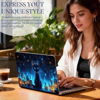 Universal Laptop Skin Sticker Decal,15.6 Inch Laptop Vinyl Cover for 13" 14" 15.6" Laptop,Scratch-Resistant Waterproof Protector Wrap,Reusable with Wrist Pads,Cosmic Witch Cat Potions - color: Cosmic Witch Cat Potions