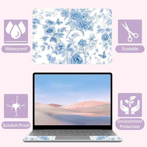 CREATCABIN Blue Flowers Laptop Skin Sticker Decal Netbook Skin Sticker Notebook Art Decal 12" 13" 13.3" 14" 15" 15.4" 15.6 Inch Laptop Protector Cover Waterproof Scratchproof Removable Easy to Apply - style: Blue flower