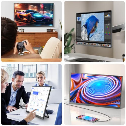 Portable Monitor 4K 23.8" 3840 * 2160 UHD 100% sRGB 60Hz HDMI USB-C 24" Large Travel Monitor for Laptop, Built-in Stand & VESA Mount, Second Screen for PC Game Consoles - size: 23.8"