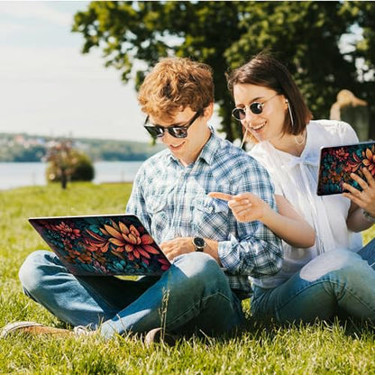 Universal Laptop Skin Sticker with 2 Wrist Pad Skins, Waterproof Scratch Resistant Vinyl Laptop Cover Decal, Cut to Fit for 11–15.6 Inch MacBook HP Dell Lenovo, Colorful Flowers - color: Colorful Flowers