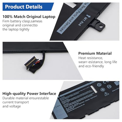 DJW DXGH8 52W Laptop Battery Replacement for Dell XPS 13 9380 9370 2019 7390 Series Vostro 5390 5391 Series Inspiron 7390 2-in-1 7391 2-in-1 Series H754V 0H754V 0V48RM V48RM HK6N5 P113G001 P114G001 - size: DXGH8