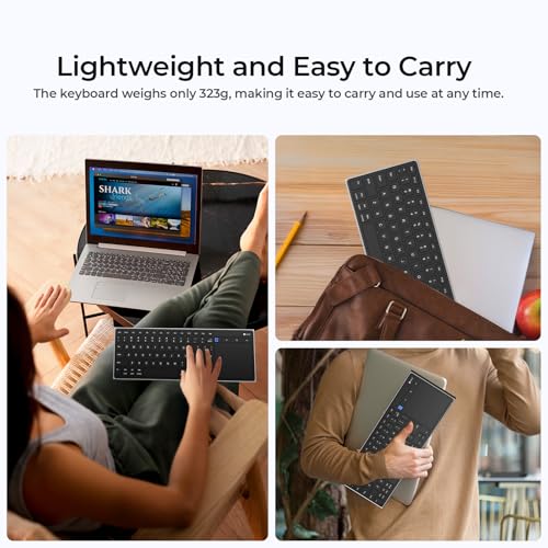 CZUR Portable Computer Keyboard with Trackpad, Rechargeable Bluetooth Keyboard with Touchpad, Wireless Ultra Slim Keyboard for PC/Laptop/Tablet/Phone, for Windows/Android