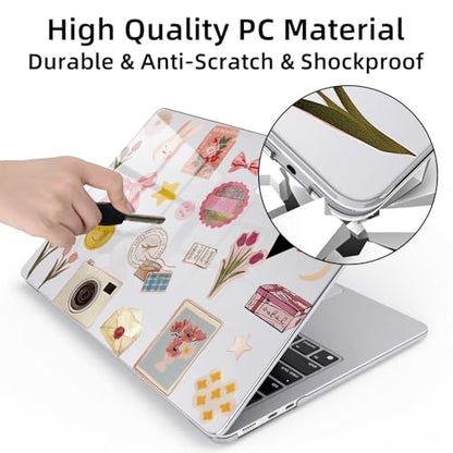 for MacBook Air 13.6 Inch Case M5/M4/M3/M2 2026-2022 Release A3449 A3240 A3113 A2681 Pink Collage Retro Design Crystal Clear Girly Case Laptop Protective Hard Shell Cover - color: Collage