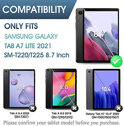 Backlit Keyboard Case for Samsung Galaxy Tab A7 Lite 8.7” 2021 (SM-T220/T225), Protective Cover Case with Detachable Wireless Keyboard for Galaxy Tab A7 Lite 8.7 Inch 2021 Release (Black)