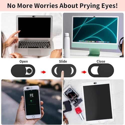 Camera Privacy Covers 3 Pack Ultra Thin 0.03 Inch Slide Laptop Phone Camera Blocker Black (Black)