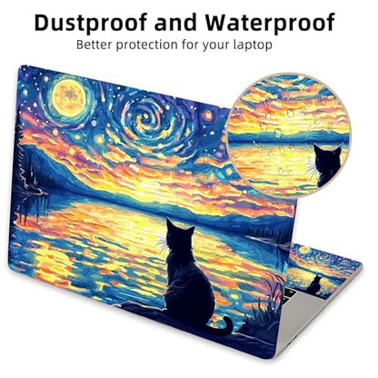 Aesthetic Laptop Skin Cover,12-15.6 Inch Universal Vinyl Sticker Decal,Waterproof Scratch-Resistant Notebook Wrap,Removable Residue-Free Protector,Starry Cat - color: Starry Cat