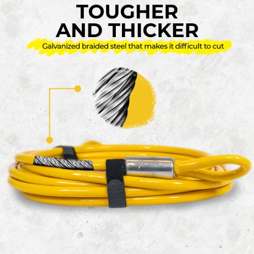 Vascer Commercial Heavy Duty Braided Galvanized Steel Theft Deterrent Security Cable with Looped Ends. (1/2 Inch Thick, 7x19 Construction, 20 Feet) - size: 20 Feet - 1/2 Inch Thick