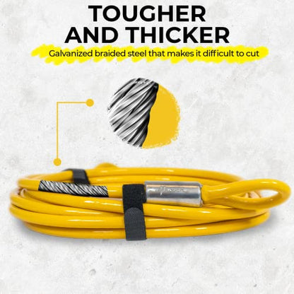 Vascer Commercial Heavy Duty Braided Galvanized Steel Theft Deterrent Security Cable with Looped Ends. (1/2 Inch Thick, 7x19 Construction, 20 Feet) - size: 20 Feet - 1/2 Inch Thick