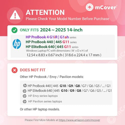 mCover Case ONLY Compatible for 2024 ～ 2025 14-inch HP ProBook 4 G1iR | G1ah Series, ProBook 440/445 G11 and EliteBook 640 | 645 G11 Series Windows Notebook PC (NOT Fitting Other HP Models)- Black - color: Black