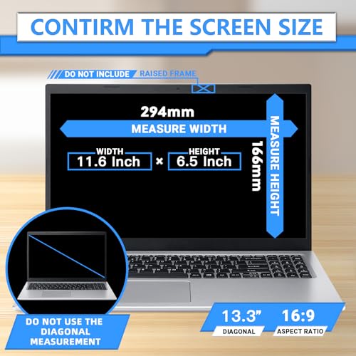 Magnetic Laptop Privacy Screen 13.3 Inch 16:9, Removable Privacy Filter | Compatible with Samsung HP Dell Asus Acer Sony Lenovo LG Thinkpad Toshiba, Anti Spy, Anti Glare, Blue Ray Reduction - size: 13.3 in 16:9 privacy screen