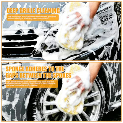 2 Pack Large Plush Car Sponge for Cleaning, 22x11x5CM | Large Sponge, Rich Foam & Durable, Scratch-Free, Long-Hair Microfiber Wash Sponge for Cars Trucks SUVs & Household Use - color: 2 Pack
