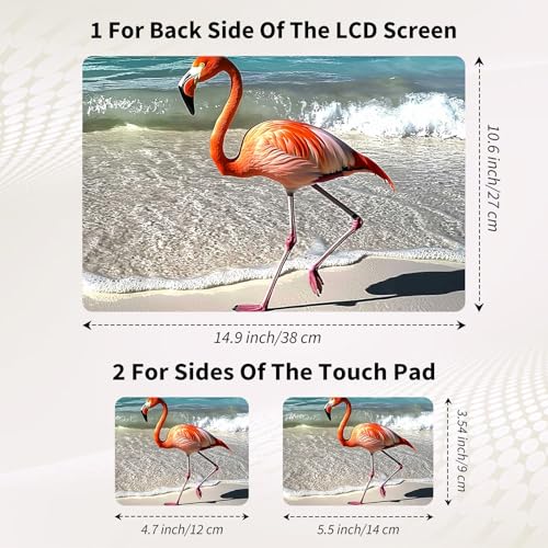 Laptop Skin Sticker 3-Piece Set,Flamingo | Trim-to-fit 3-piece vinyl set with one 15 x 10.6 in lid skin and two palm-rest decals for many 12-15.6 in laptops - color: Flamingo