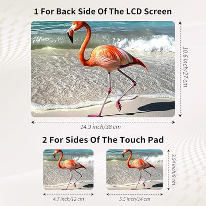 Laptop Skin Sticker 3-Piece Set,Flamingo | Trim-to-fit 3-piece vinyl set with one 15 x 10.6 in lid skin and two palm-rest decals for many 12-15.6 in laptops - color: Flamingo