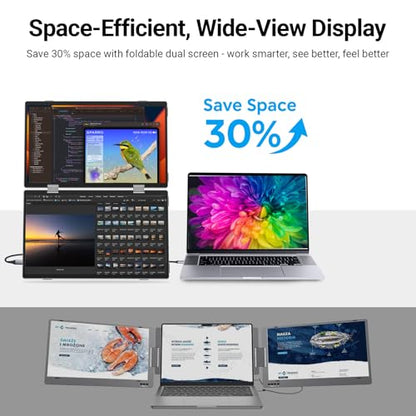 ELECROW Laptop Screen Extender 15.6" 1080P Dual Portable Monitor, USB C HD 360° Rotation Foldable Travel Extended Computer Display with Stand for Laptop PC Windows Mac, VESA Mountable (Plug & Play)