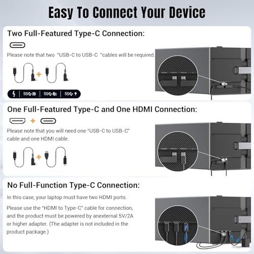 Laptop Screen Extender 0.17" Ultra-Thin, 14" 1080P FHD IPS Portable Monitor, Triple Screen Laptop Monitor Extender for 13"-17" Laptops, Plug & Play for Windows/Mac/Android/Chrome/PS5