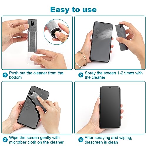6 Pack Screen Cleaner 3-in-1 Touchscreen Mist Cleaner Spray and Microfiber Cloth Built-in Cleaning Solution Portable Reusable Fingerprint-Proof Spray Bottle for Phone Laptop iPad TV Monitor Car Screen | 3-In-1 Integrated Design, Abs Protective Shell, Wash