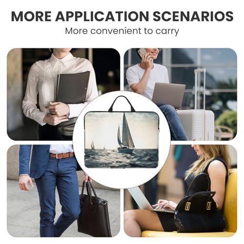 14 inch Laptop Sleeve with Handle Shockproof Laptop Bag Waterproof Computer Cover Bag Ocean Sailing Briefcase